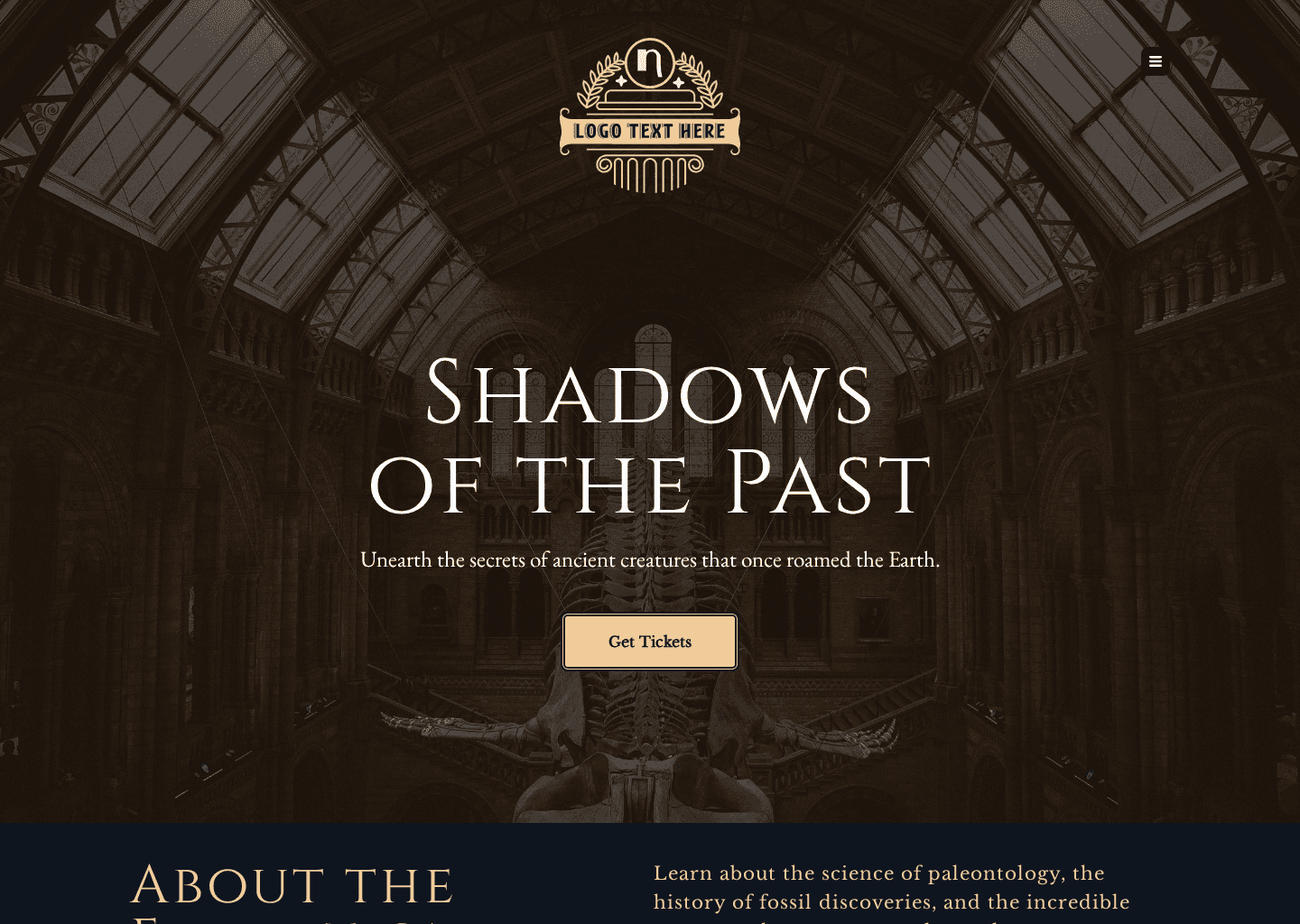 Fossil Specimens Exhibition Website Preview