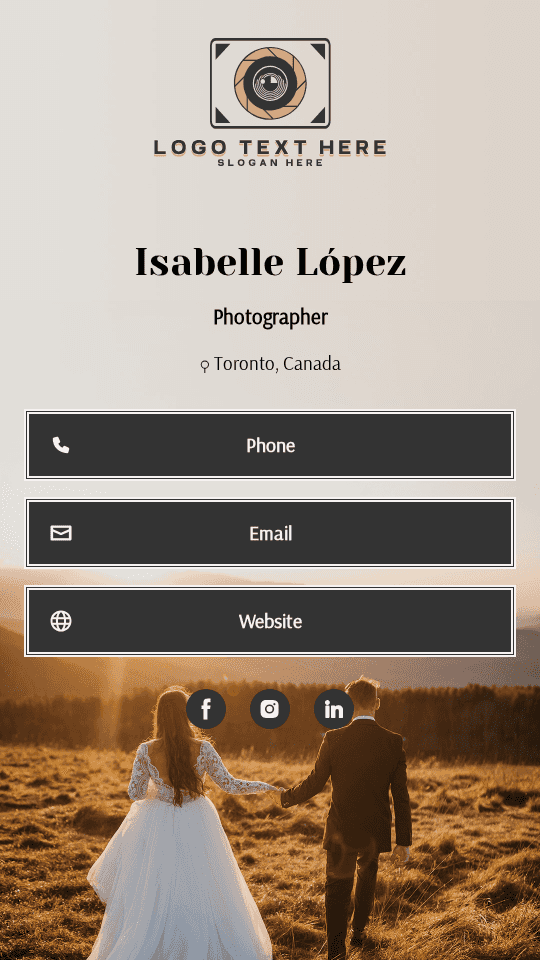 Professional Wedding Photographer Digital Business Card Preview
