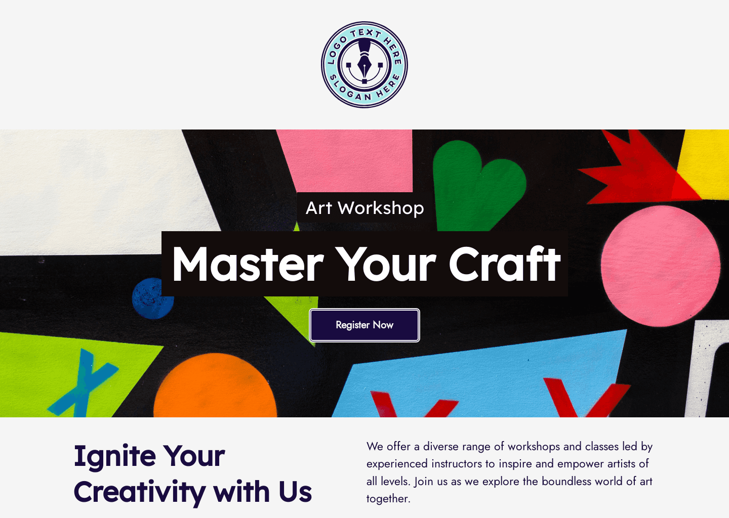 Art School Workshop Website Preview