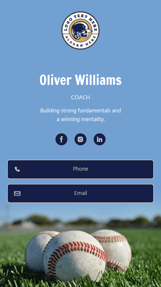 Professional Baseball Coach Digital Business Card Preview