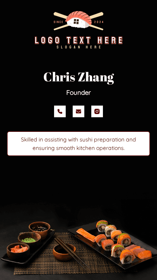 Sushi Chef Assistant Digital Business Card