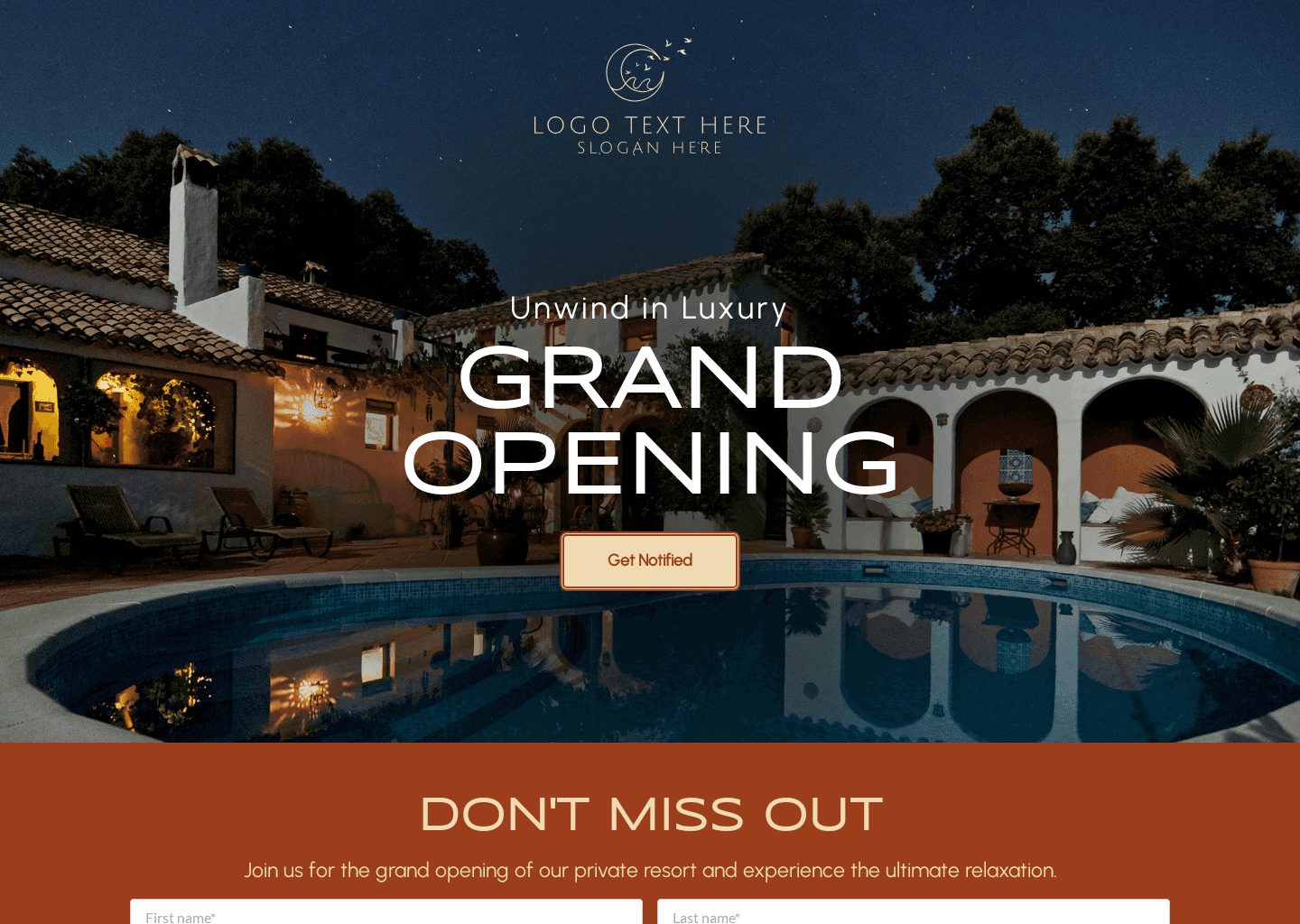 Private Resort Opening Website Builder Image Preview
