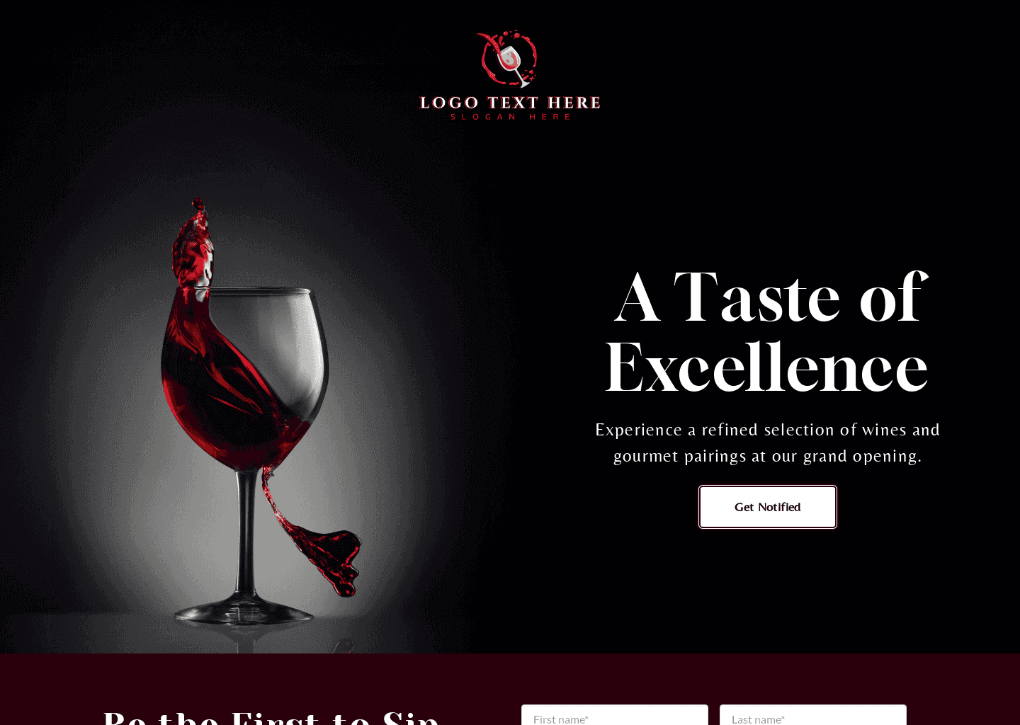 Wine Bar Opening Website