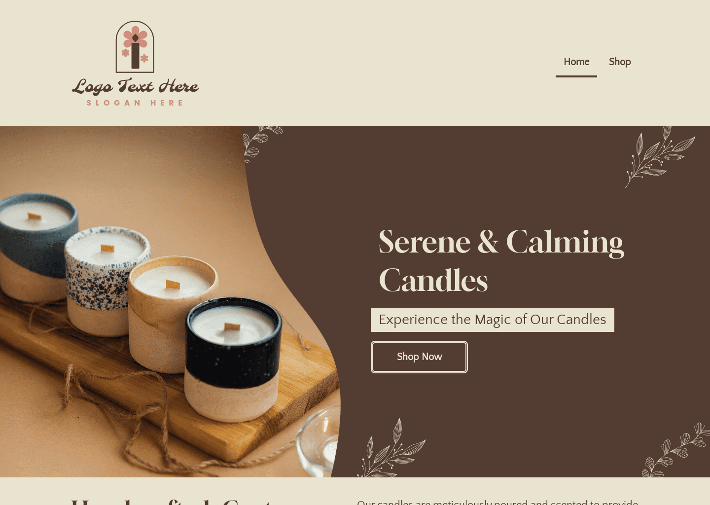 Handcrafted Scented Candles Website Preview