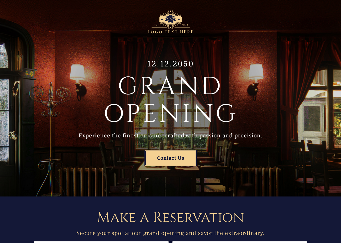 Restaurant Grand Opening Website