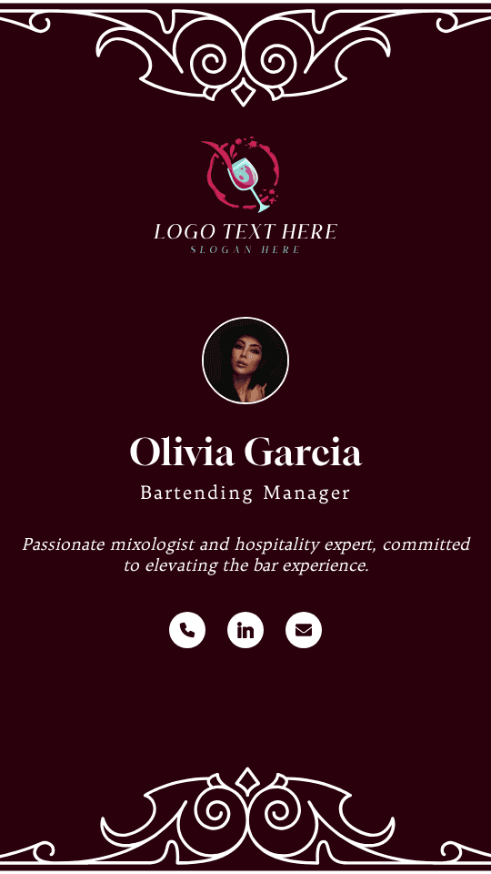 Bartending Manager Digital Business Card Preview