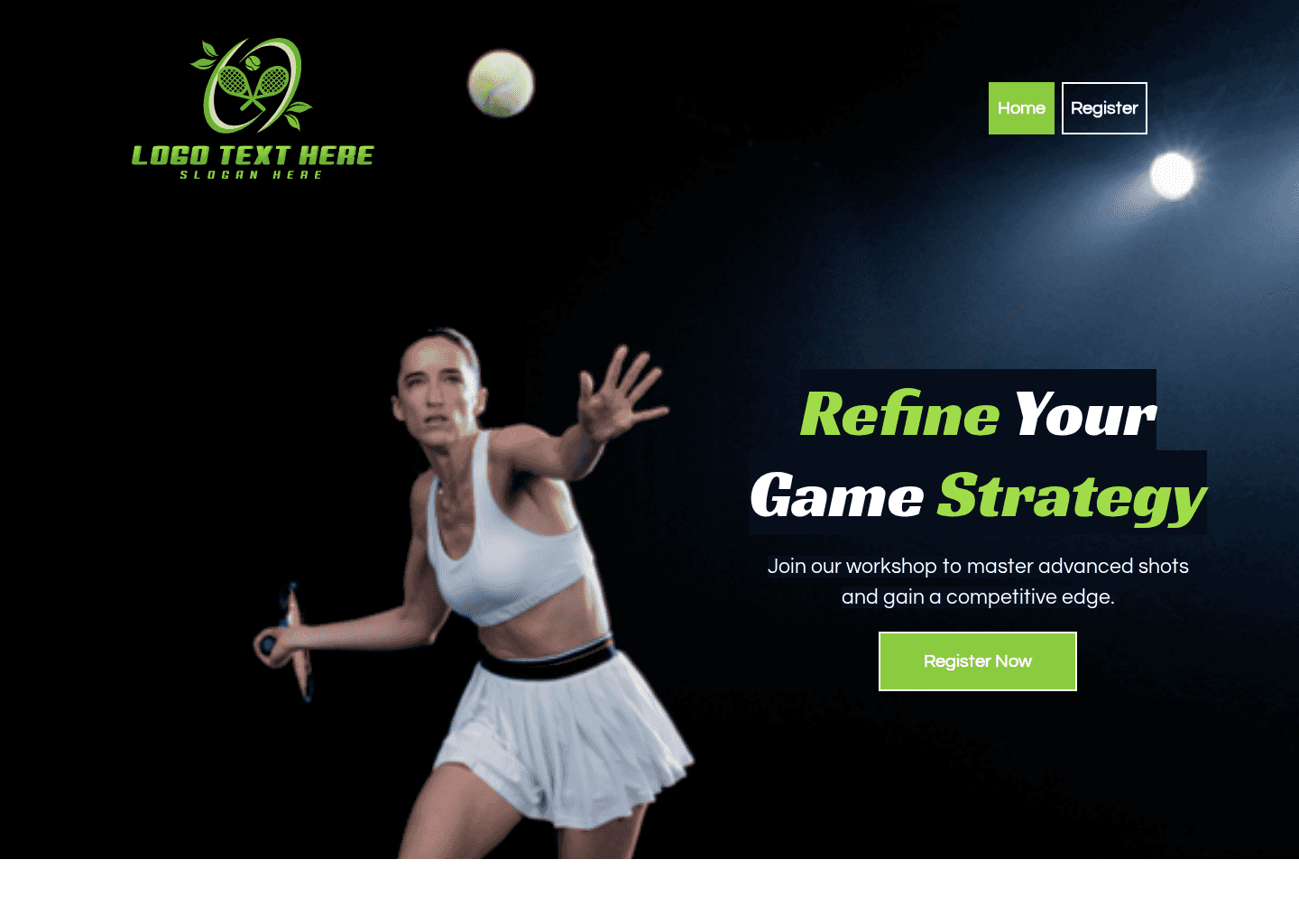 Tennis Club Workshop Website Preview