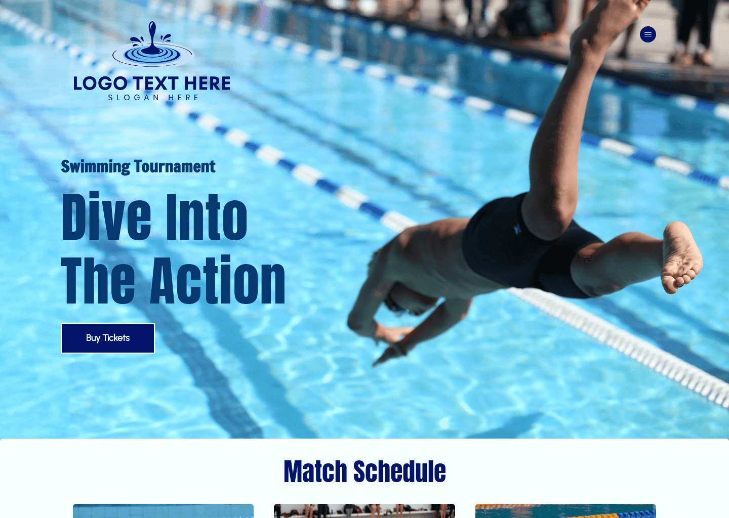 Swimming Tournament Event Website Preview