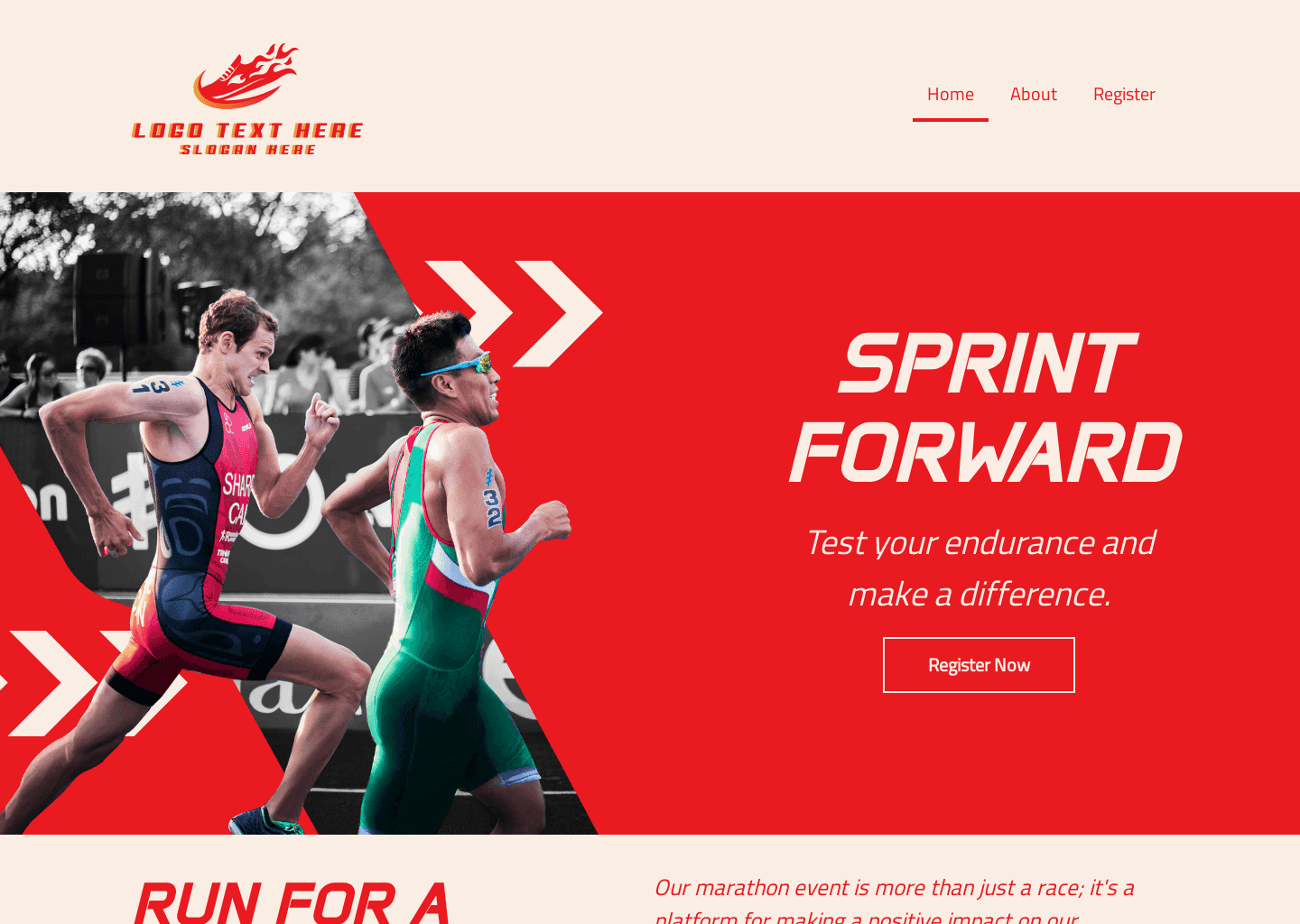 Marathon Running Event Website Preview