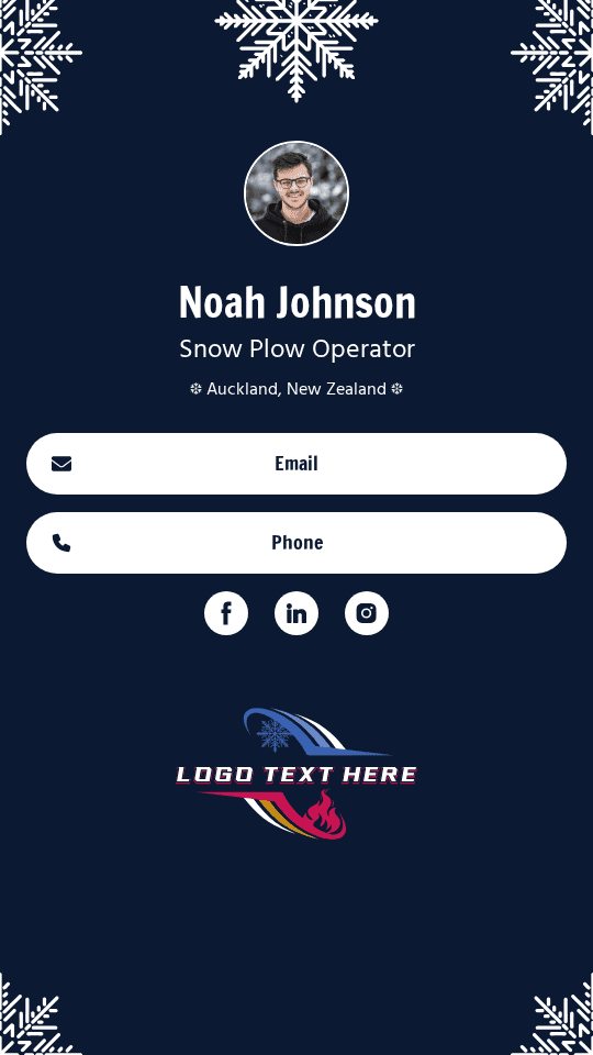 Snow Plow Operator Digital Business Card Preview