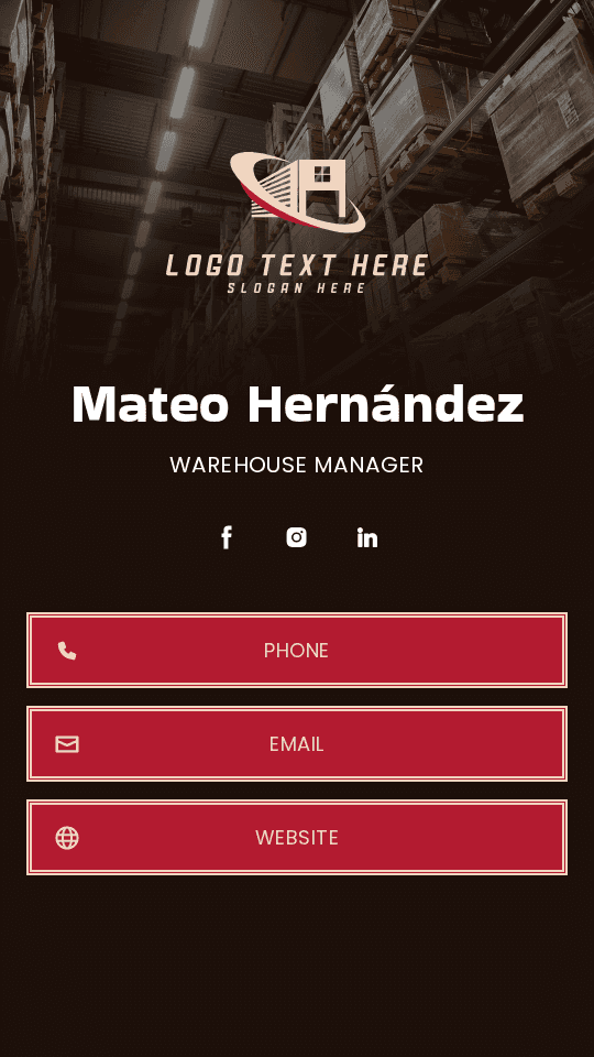 Transportation Warehouse Manager Digital Business Card Preview