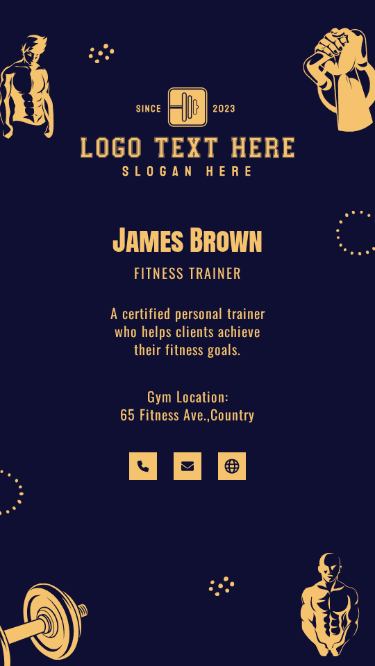 Gym Fitness Trainer Digital Business Card Preview
