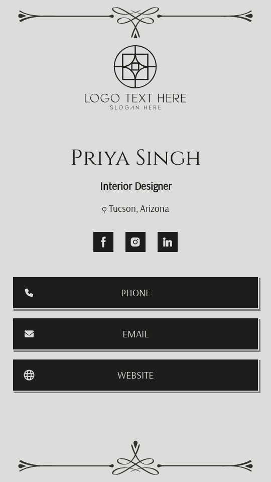 Professional Interior Designer  Digital Business Card Preview