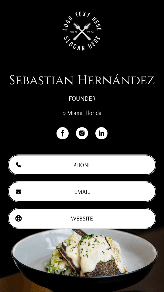 Fine Dining Founder Digital Business Card Preview