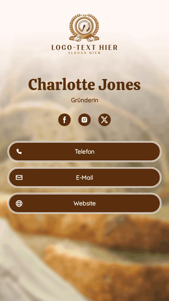 Veganer Bäckergründer Digital Business Card