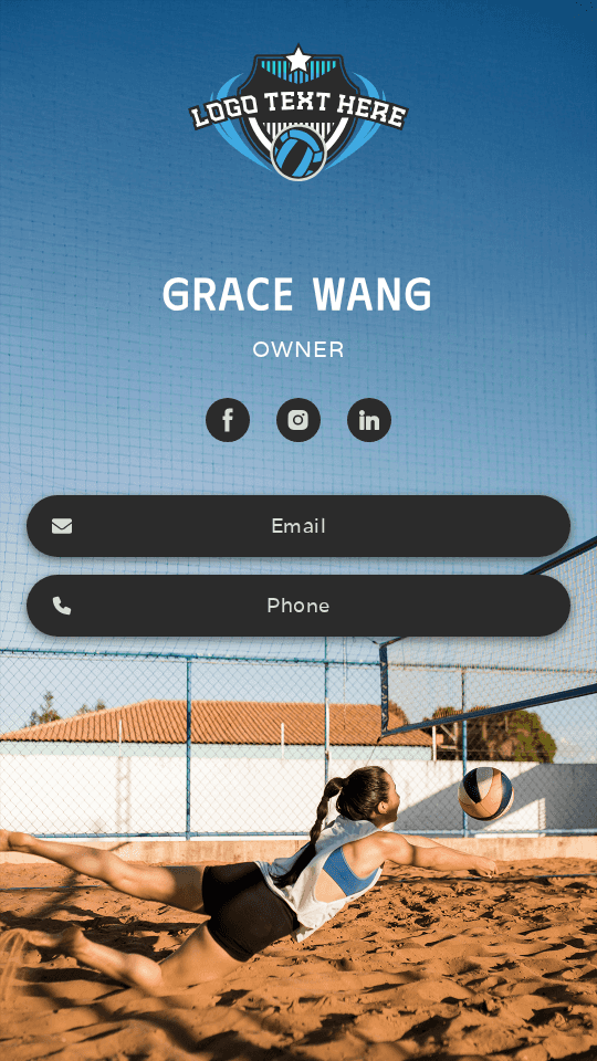 Sports Volleyball Owner Digital Business Card Preview