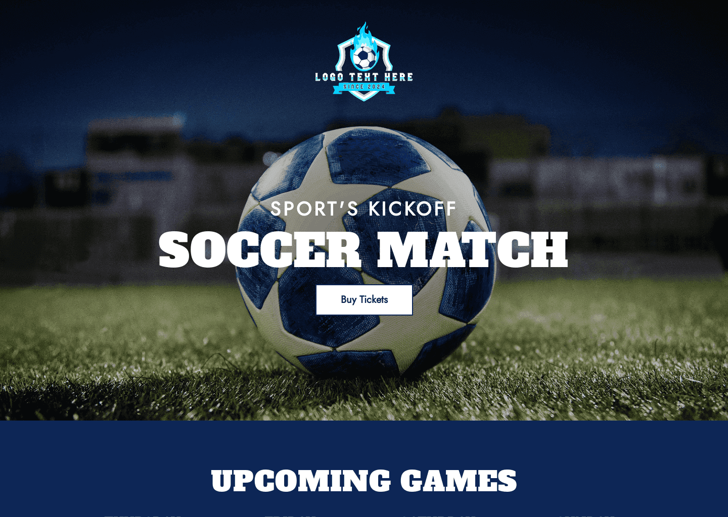 Soccer Tournament Event Website Preview