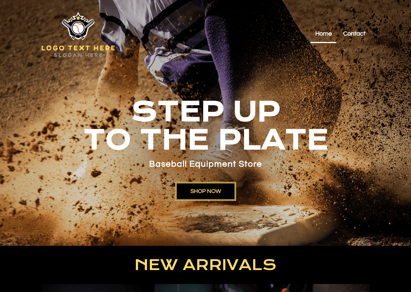 Baseball Equipment Shop Website Preview