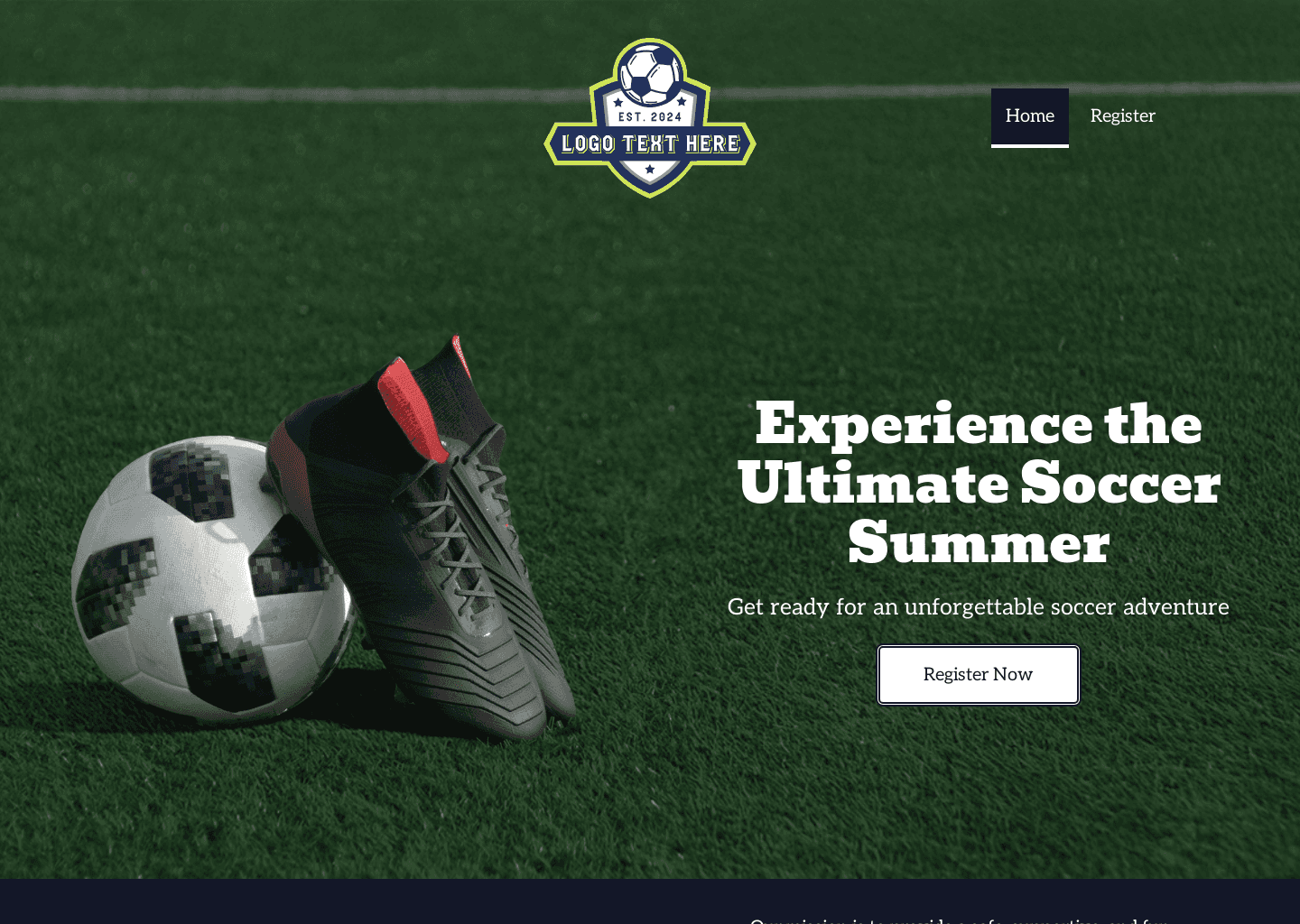 Soccer Summer Camp Website Preview