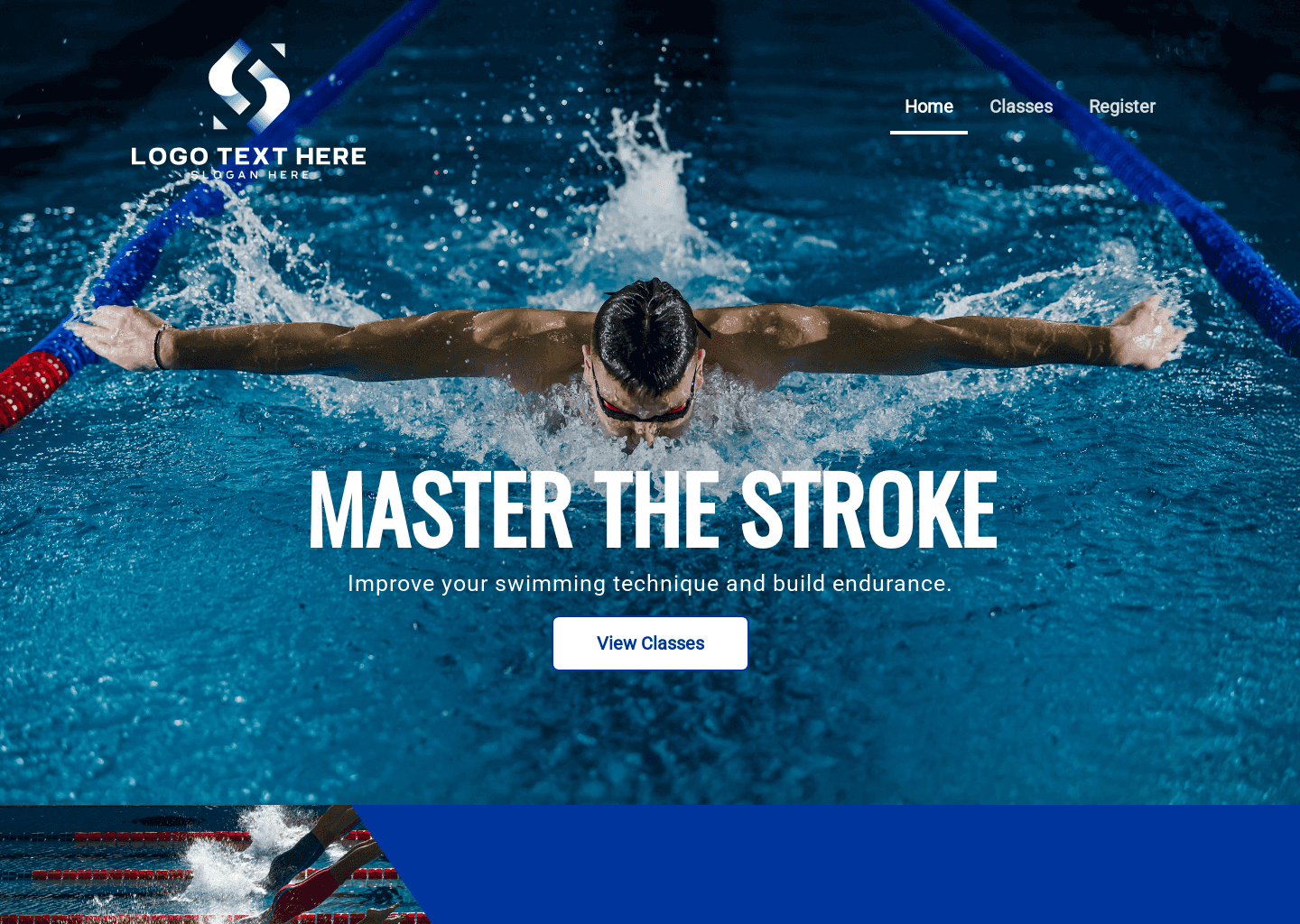 Swimming Skills Class Website Preview