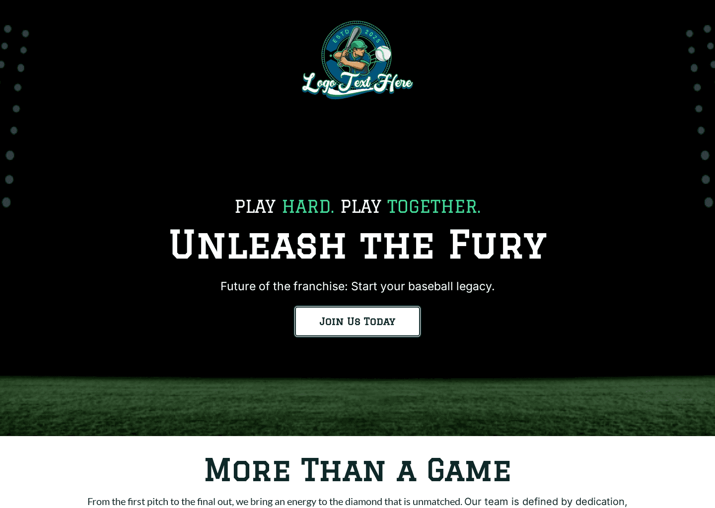 Baseball Sports Club Website Preview