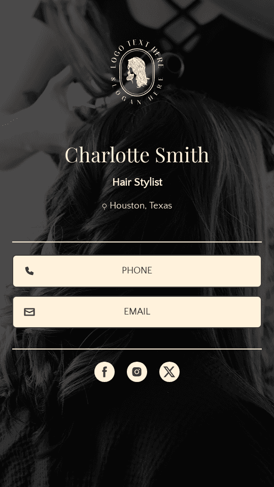 Salon Hair Stylist Digital Business Card Preview