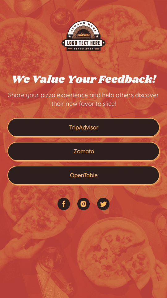 Pizza Restaurant Bio link template