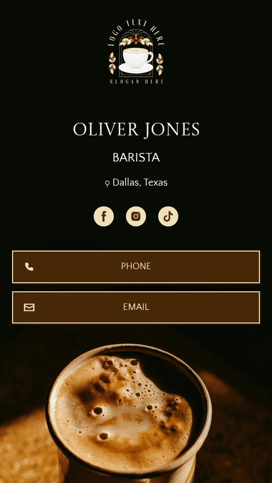 Scandinavian Coffee Barista Digital Business Card