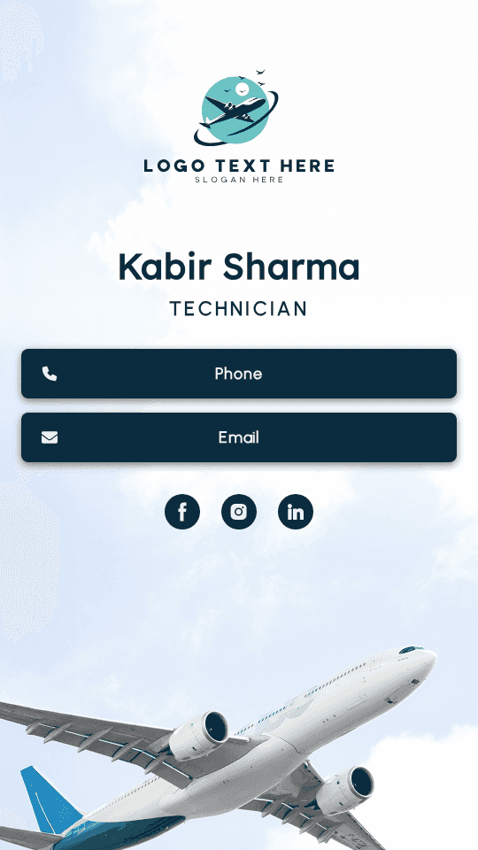 Airplane Detailing Technician Digital Business Card Preview