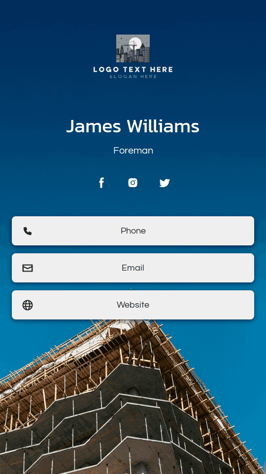 Building Construction Foreman Digital Business Card
