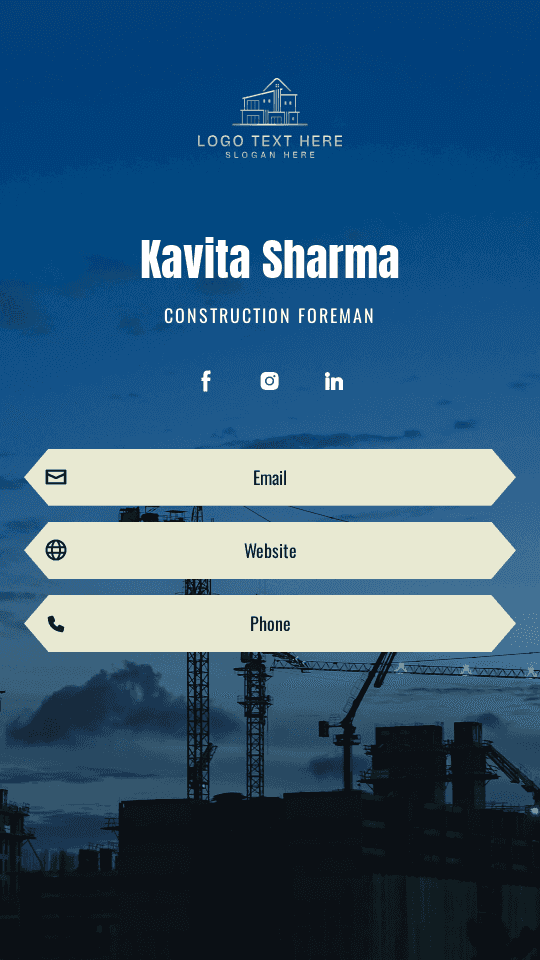Building Construction Foreman Digital Business Card