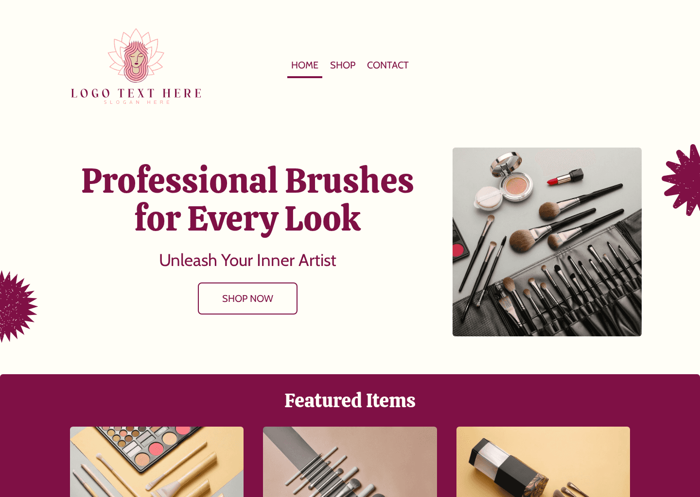 Beauty Makeup Brushes Website Preview