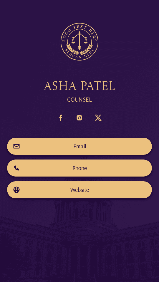 Professional Legal Counselor Digital Business Card Preview