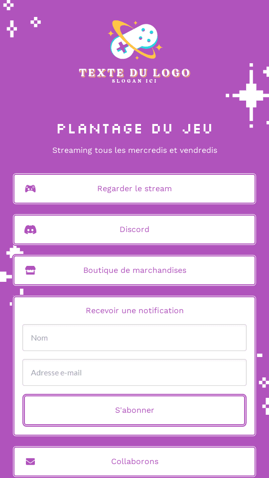 Hub de jeux Website