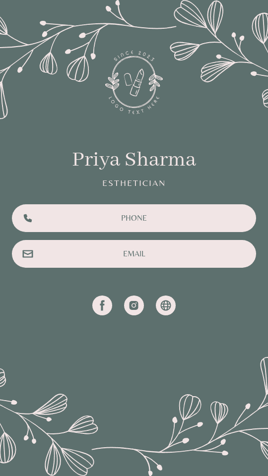 Skin Care Esthetician Digital Business Card Preview