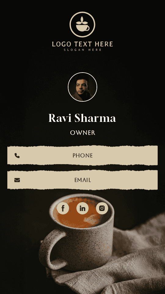 Coffee Cafe Owner Digital Business Card