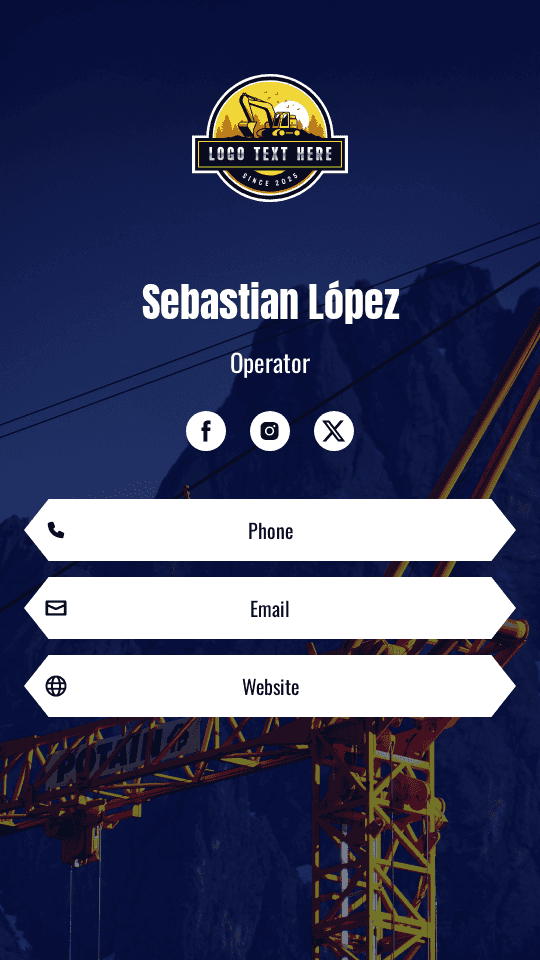 Construction Equipment Operator Digital Business Card Preview