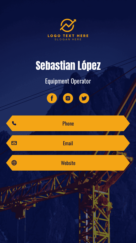 Construction Equipment Operator Digital Business Card