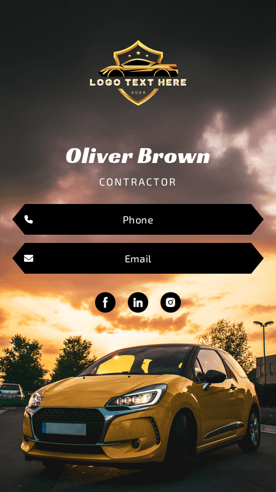 Auto Detailing Contractor Digital Business Card Preview