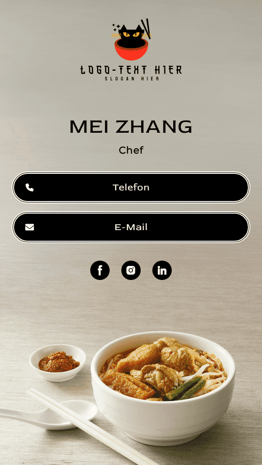 Singapurischer Restaurantkoch Digital Business Card