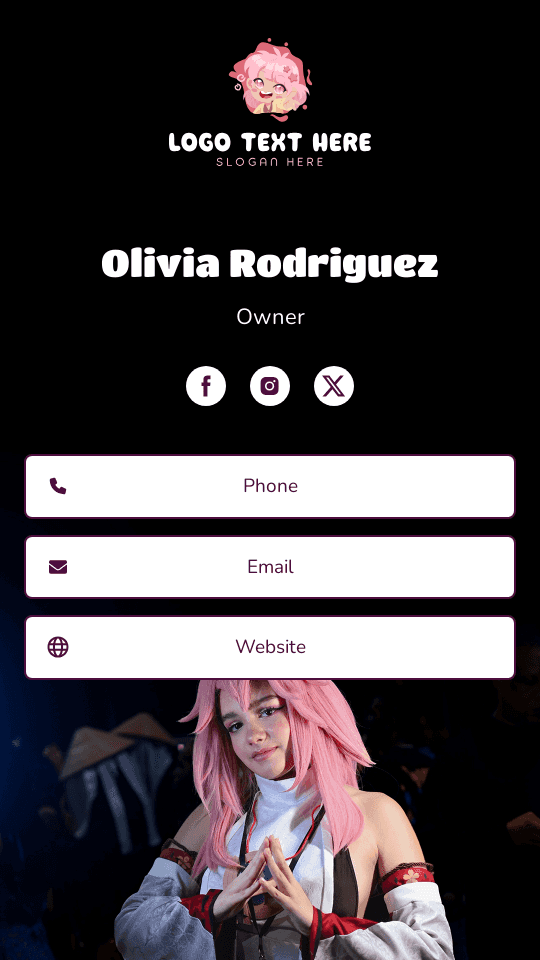 Cosplay Shop Owner Digital Business Card Preview