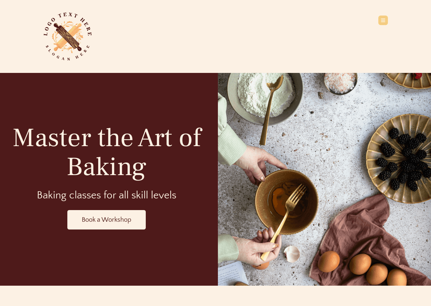 Sweet Baking Workshop Website Preview