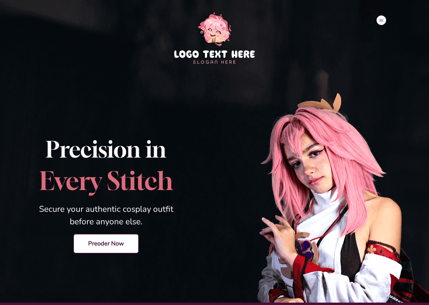 Cosplay Outfit Preorder Website Preview