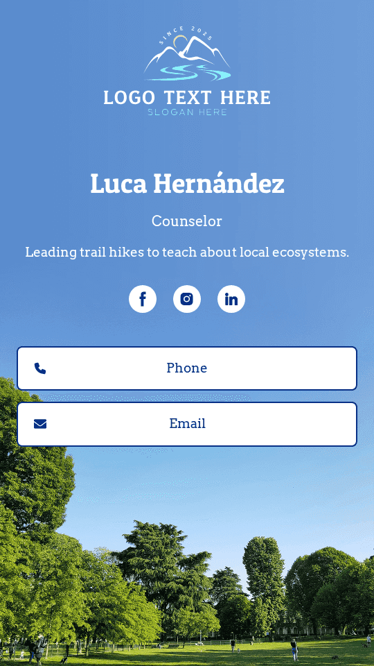 Nature Park Counselor Digital Business Card Preview