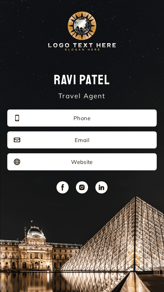 Europe Travel Agent Digital Business Card Preview