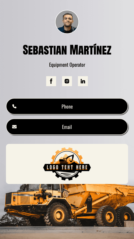 Equipment Operator Expert Digital Business Card