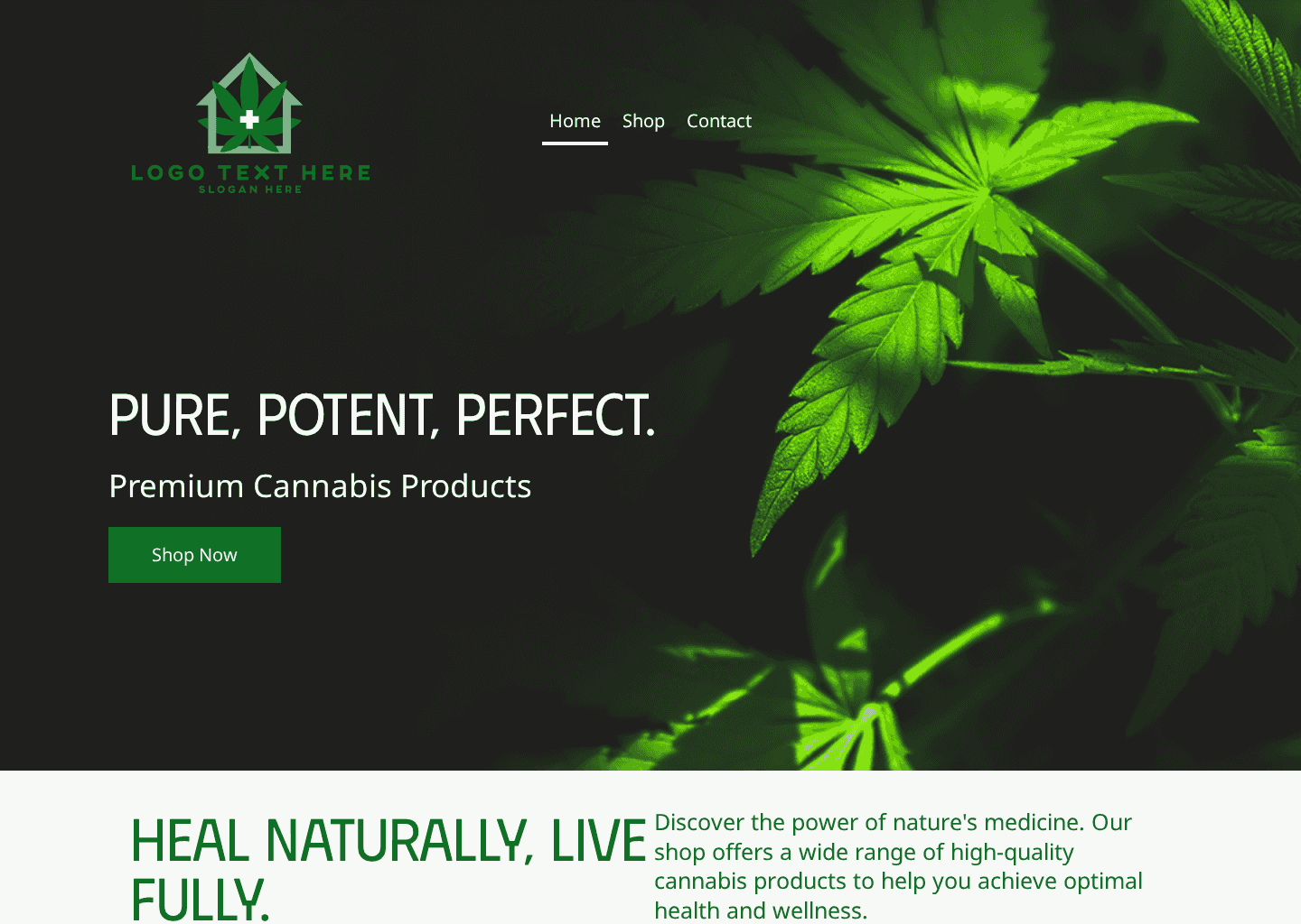 Medicinal Cannabis Shop Website Preview