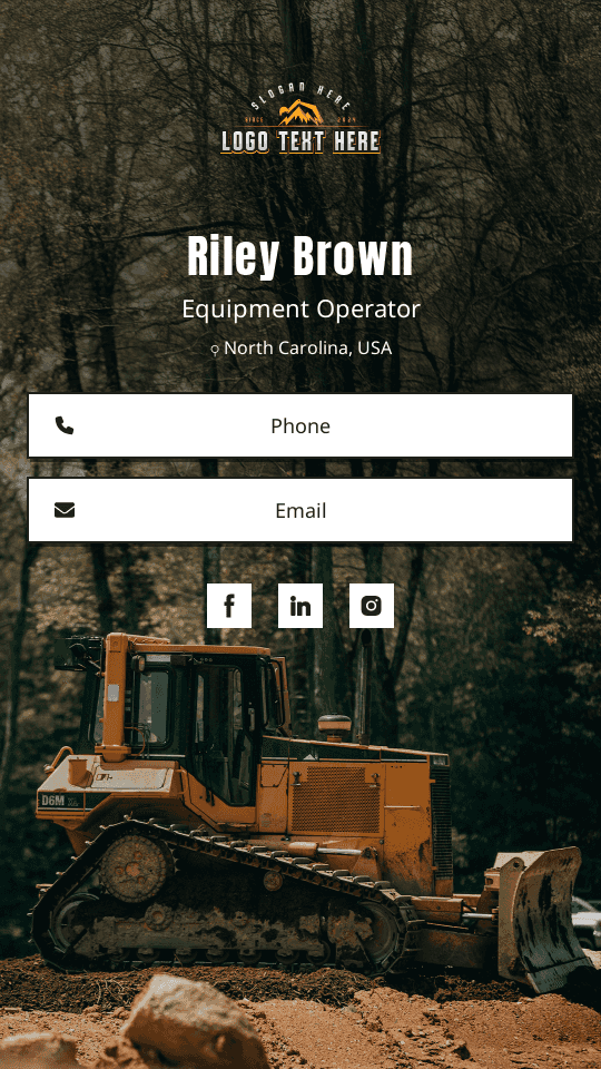 Equipment Operator Digital Business Card