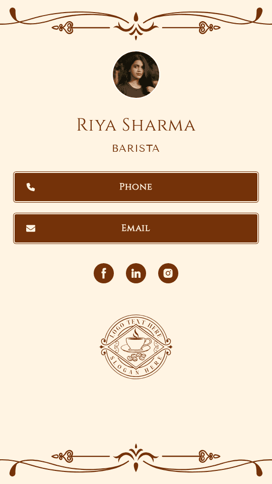 Turkish Coffee Barista Digital Business Card