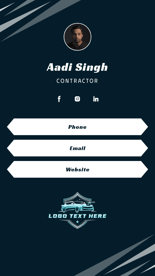 Car Detailing Contractor Digital Business Card Preview